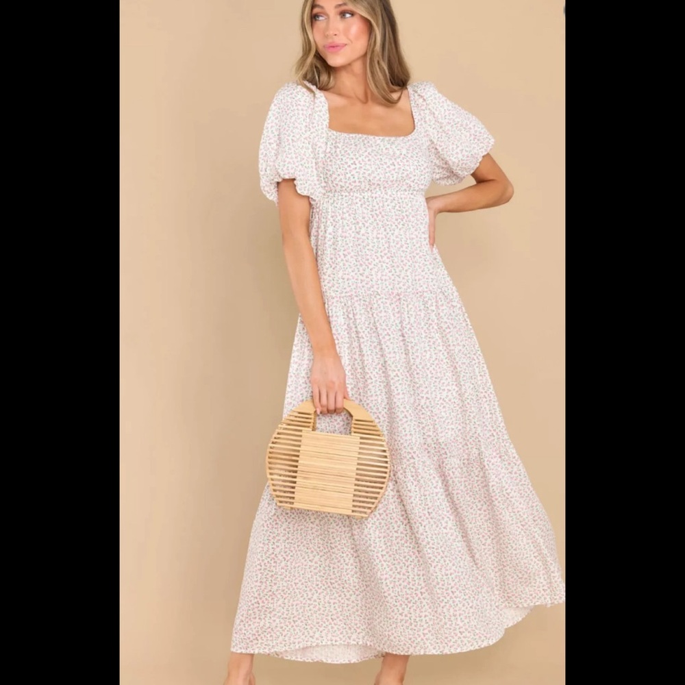 White floral maxi dress
